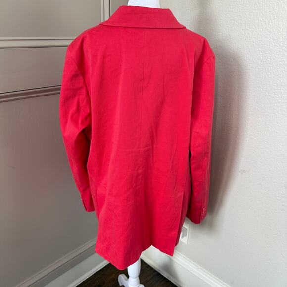Levis Womens Medium Tailored Peak-Lapel Coral Double-Breasted Cotton Blazer XL - Picture 4 of 8